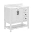 White Frame/Black Hardware,36" |#| 36" Bathroom Vanity with Sink, Open Storage, and Storage Drawers in White
