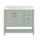 Sage Frame/Gold Hardware,42" |#| 42" Bathroom Vanity with Sink, Open Storage, and Storage Drawers in White