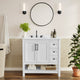White Frame/Black Hardware,36" |#| 36" Bathroom Vanity with Sink, Open Storage, and Storage Drawers in White