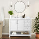 White,42" |#| 42 Inch Bathroom Vanity with Sink, Open Storage, and Storage Drawers in White