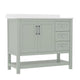 Sage Frame/Nickel Hardware,42" |#| 42 Inch Bathroom Vanity with Sink, Open Storage, and Storage Drawers in Sage