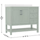 Sage Frame/Nickel Hardware,42" |#| 42 Inch Bathroom Vanity with Sink, Open Storage, and Storage Drawers in Sage