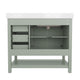 Sage Frame/Nickel Hardware,42" |#| 42 Inch Bathroom Vanity with Sink, Open Storage, and Storage Drawers in Sage