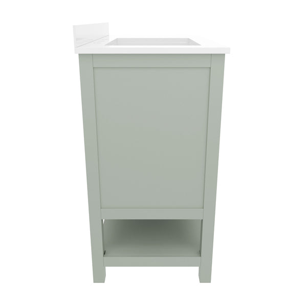 White Frame/Gold Hardware,36" |#| 36 Inch Bathroom Vanity with Sink, Open Storage, and Storage Drawers in Wht/Gold