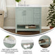 Sage Frame/Nickel Hardware,36" |#| 36 Inch Bathroom Vanity with Sink, Open Storage, and Storage Drawers in Sage