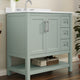 Sage Frame/Nickel Hardware,36" |#| 36 Inch Bathroom Vanity with Sink, Open Storage, and Storage Drawers in Sage