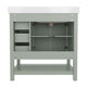 Sage Frame/Nickel Hardware,36" |#| 36 Inch Bathroom Vanity with Sink, Open Storage, and Storage Drawers in Sage
