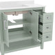 Sage Frame/Nickel Hardware,36" |#| 36 Inch Bathroom Vanity with Sink, Open Storage, and Storage Drawers in Sage