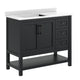 Black Frame/Black Hardware,42" |#| 42" Bathroom Vanity with Sink, Open Storage, and Storage Drawers in Black