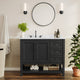 Black Frame/Black Hardware,42" |#| 42" Bathroom Vanity with Sink, Open Storage, and Storage Drawers in Black
