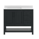 Black Frame/Black Hardware,42" |#| 42" Bathroom Vanity with Sink, Open Storage, and Storage Drawers in Black