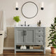 Gray Frame/Black Hardware,42" |#| 42" Bathroom Vanity with Sink, Open Storage, and Storage Drawers in Gray