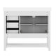 White Frame/Black Hardware,42" |#| 42" Bathroom Vanity with Sink, Open Storage, and Storage Drawers in White