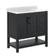 Black Frame/Black Hardware,36" |#| 36" Bathroom Vanity with Sink, Open Storage, and Storage Drawers in Black