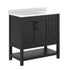 Black Frame/Black Hardware,36" |#| 36" Bathroom Vanity with Sink, Open Storage, and Storage Drawers in Black
