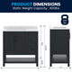 Black Frame/Black Hardware,36" |#| 36" Bathroom Vanity with Sink, Open Storage, and Storage Drawers in Black