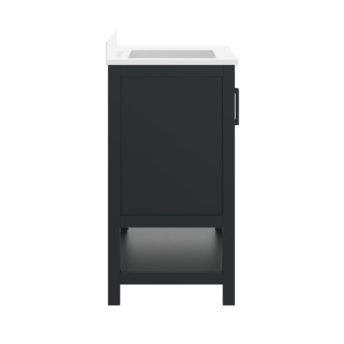 Black Frame/Black Hardware,36" |#| 36" Bathroom Vanity with Sink, Open Storage, and Storage Drawers in Black