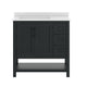 Black Frame/Black Hardware,36" |#| 36" Bathroom Vanity with Sink, Open Storage, and Storage Drawers in Black