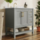 Gray Frame/Gold Hardware,36" |#| 36" Bathroom Vanity with Sink, Open Storage, and Storage Drawers in Gray