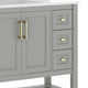 Gray Frame/Gold Hardware,36" |#| 36" Bathroom Vanity with Sink, Open Storage, and Storage Drawers in Gray