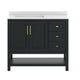 Black Frame/Gold Hardware,42" |#| 42" Bathroom Vanity with Sink, Open Storage, and Storage Drawers in Black