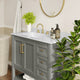 Gray Frame/Gold Hardware,42" |#| 42" Bathroom Vanity with Sink, Open Storage, and Storage Drawers in Gray