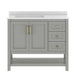 Gray Frame/Gold Hardware,42" |#| 42" Bathroom Vanity with Sink, Open Storage, and Storage Drawers in Gray