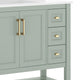 Sage Frame/Gold Hardware,36" |#| 36" Bathroom Vanity with Sink, Open Storage, and Storage Drawers in Sage