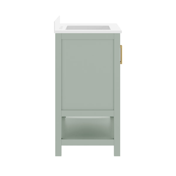Sage Frame/Gold Hardware,36" |#| 36" Bathroom Vanity with Sink, Open Storage, and Storage Drawers in Sage