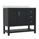 Black Frame/Nickel Hardware,42" |#| 42 Inch Bathroom Vanity with Sink, Open Storage, and Storage Drawers in Black