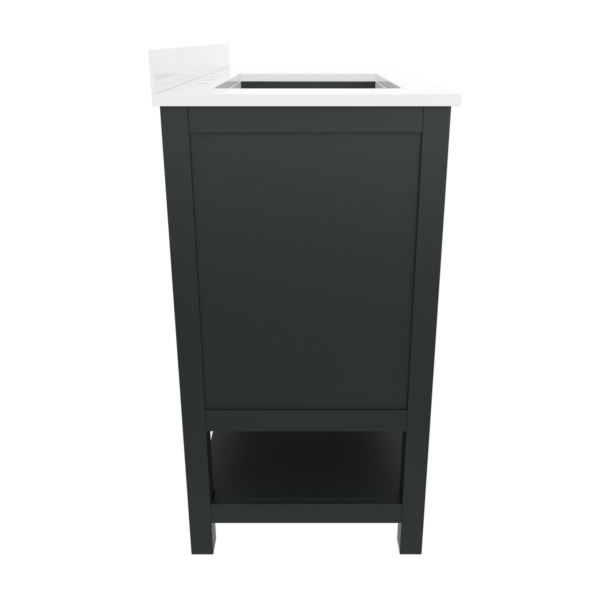 Black Frame/Nickel Hardware,42" |#| 42 Inch Bathroom Vanity with Sink, Open Storage, and Storage Drawers in Black