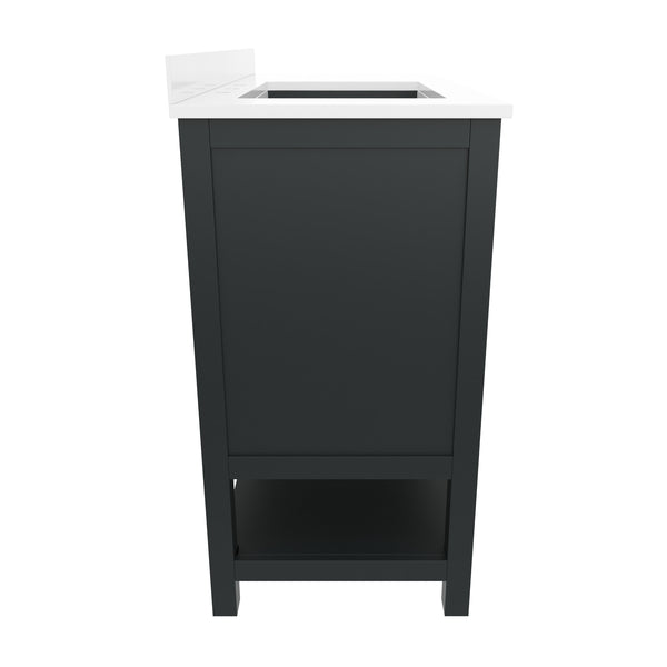 Black Frame/Nickel Hardware,42" |#| 42 Inch Bathroom Vanity with Sink, Open Storage, and Storage Drawers in Black