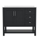 Black Frame/Nickel Hardware,42" |#| 42 Inch Bathroom Vanity with Sink, Open Storage, and Storage Drawers in Black