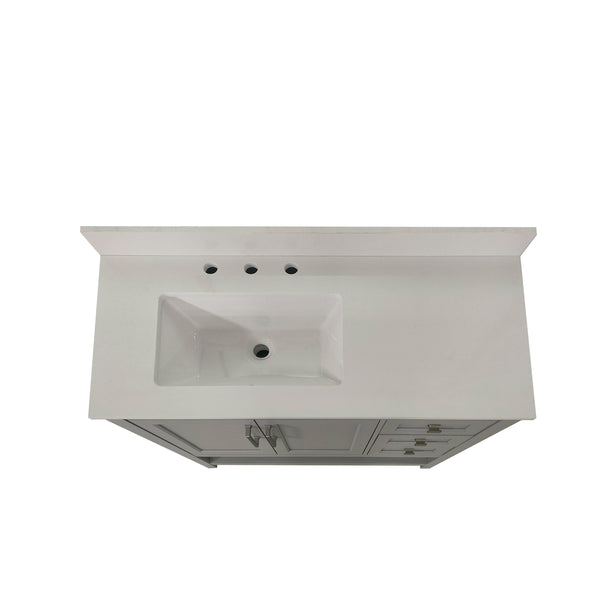 Gray,42" |#| 42 Inch Bathroom Vanity with Sink, Open Storage, and Storage Drawers in Gray