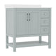 Sage Frame/Nickel Hardware,36" |#| 36 Inch Bathroom Vanity with Sink, Open Storage, and Storage Drawers in Sage