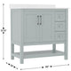 Sage Frame/Nickel Hardware,36" |#| 36 Inch Bathroom Vanity with Sink, Open Storage, and Storage Drawers in Sage