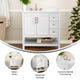 White Frame/Gold Hardware,36" |#| 36 Inch Bathroom Vanity with Sink, Open Storage, and Storage Drawers in Wht/Gold