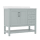 Sage Frame/Nickel Hardware,42" |#| 42 Inch Bathroom Vanity with Sink, Open Storage, and Storage Drawers in Sage