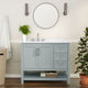 Sage Frame/Nickel Hardware,42" |#| 42 Inch Bathroom Vanity with Sink, Open Storage, and Storage Drawers in Sage