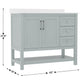 Sage Frame/Nickel Hardware,42" |#| 42 Inch Bathroom Vanity with Sink, Open Storage, and Storage Drawers in Sage