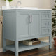 Sage Frame/Nickel Hardware,42" |#| 42 Inch Bathroom Vanity with Sink, Open Storage, and Storage Drawers in Sage