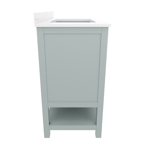 Sage Frame/Nickel Hardware,42" |#| 42 Inch Bathroom Vanity with Sink, Open Storage, and Storage Drawers in Sage