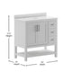 White,36" |#| 36 Inch Bathroom Vanity with Sink, Open Storage, and Storage Drawers in White