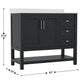 Black Frame/Nickel Hardware,42" |#| 42 Inch Bathroom Vanity with Sink, Open Storage, and Storage Drawers in Black