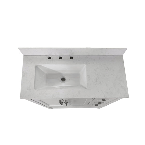 White,36" |#| 36 Inch Bathroom Vanity with Sink, Open Storage, and Storage Drawers in White