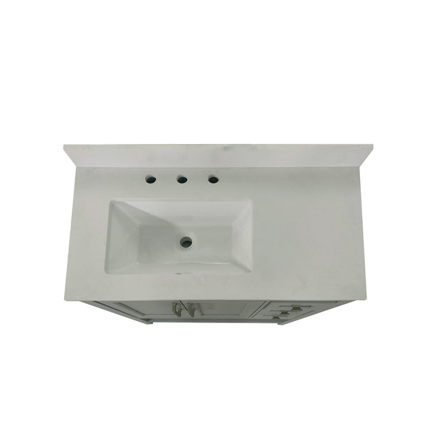 Gray,36" |#| 36 Inch Bathroom Vanity with Sink, Open Storage, and Storage Drawers in Gray