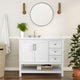 White Frame/Gold Hardware,42" |#| 42 Inch Bathroom Vanity with Sink, Open Storage, and Storage Drawers in Wht/Gold