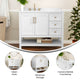 White Frame/Gold Hardware,42" |#| 42 Inch Bathroom Vanity with Sink, Open Storage, and Storage Drawers in Wht/Gold