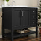 Black Frame/Nickel Hardware,42" |#| 42 Inch Bathroom Vanity with Sink, Open Storage, and Storage Drawers in Black