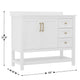 White Frame/Gold Hardware,42" |#| 42 Inch Bathroom Vanity with Sink, Open Storage, and Storage Drawers in Wht/Gold